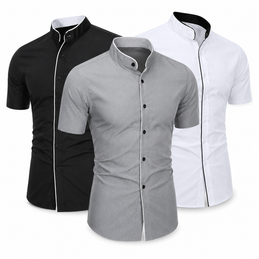 Camisa casual de manga corta para hombre, color liso, estilo urbano - Magnate Roma Urban