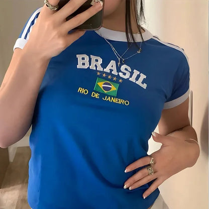 Conjunto estético Brasil Y2K – Grunge vintage | Conjunto brasileño, Y2K, recortado y moderno.