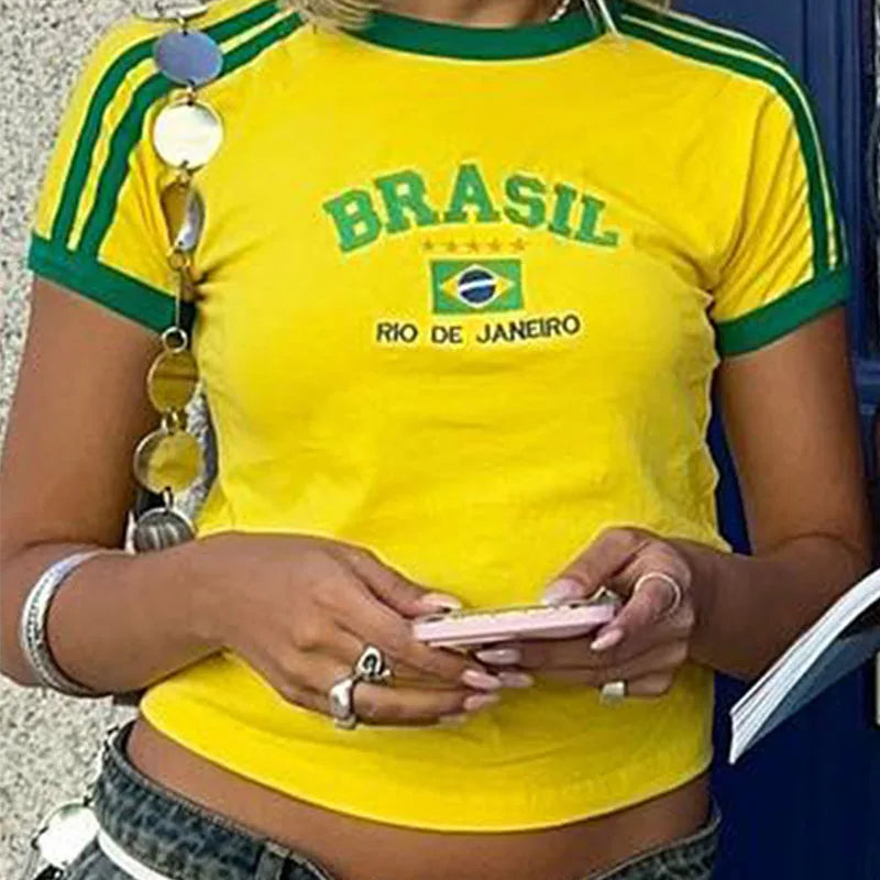Conjunto estético Brasil Y2K – Grunge vintage | Conjunto brasileño, Y2K, recortado y moderno.
