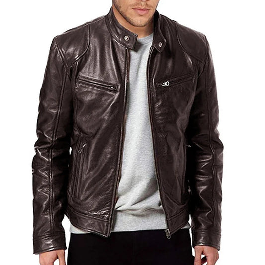 Alejandro Valmont – Moto Leather Edition | Chaqueta de cuero PU premium, corte slim y estilo motociclista.
