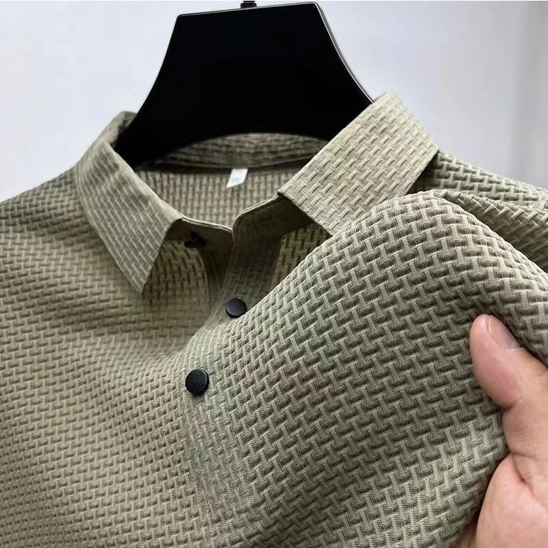 Polo Masculina Business Casual con Detalle Floral y Tejido Transpirable - Magnate Firenze Bloom